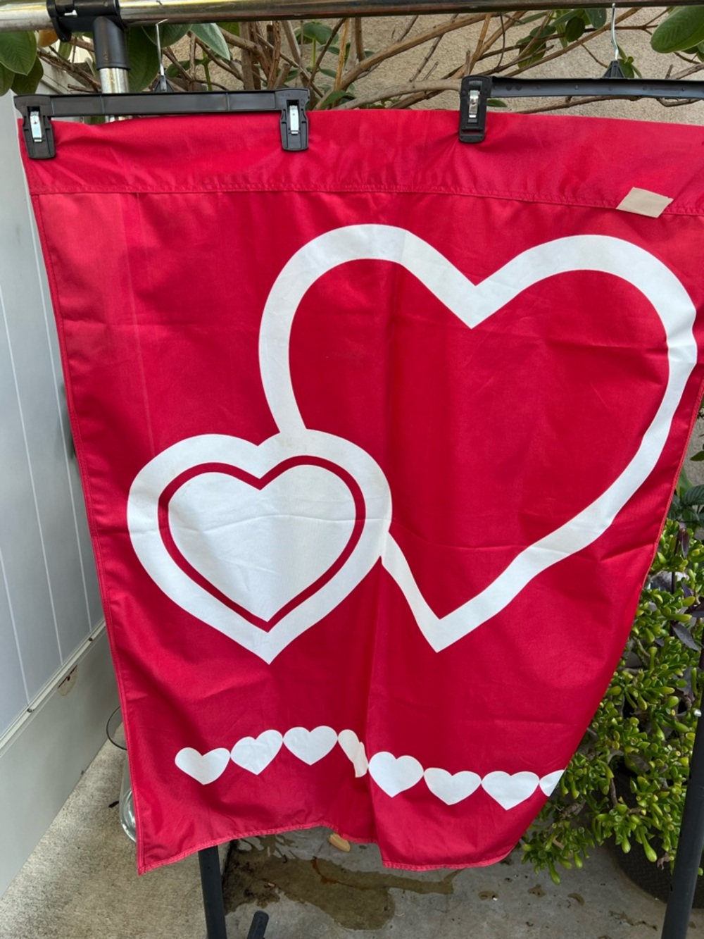 Red Heart Garden Flag with White Hearts